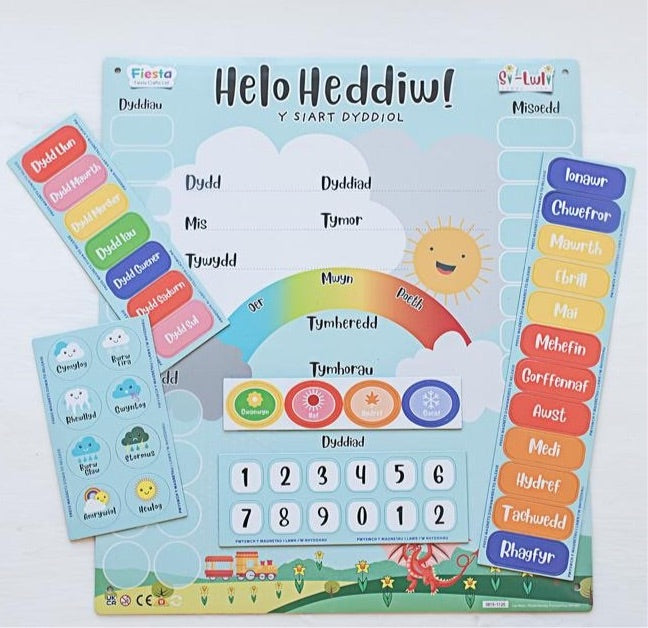 Helo Heddiw the magnetic welsh calendar. Calendr magnetig cymraeg.